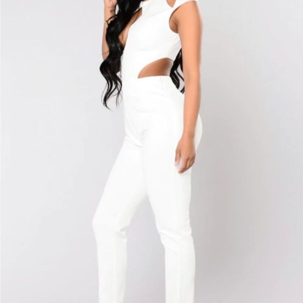 Fashion Nova White Cut-Out Jumpsuit